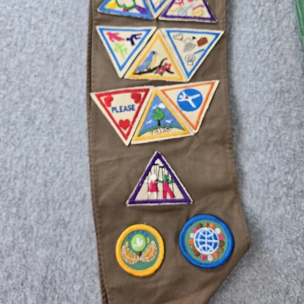Vintage Girl Scouts U.S.A. Bundle Girls One Size‎ Multicolor Scarf Patchwork